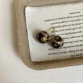 Retro round leopard print resin stud earrings with golden needles for a chic style - 925 Silver Earring Post / Style 16 Ball Leopard Design