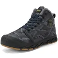 Men's waterproof high-top winter snow boots featuring camo pattern and grey faux fur lining - 39 / DQ-2202 Grey Blue