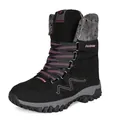 Bottes de neige chaudes pour femmes avec doublure en peluche et semelle antidérapante - EU 36 / Noir Rose Rouge