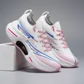 Women's lightweight breathable mesh running shoes in white, pink and blue colorway - EU 36 / White Pink