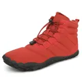 Red high-top winter snow boots with warm faux fur lining and anti-slip rubber soles - EU 36 / Red