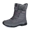 Bottes de neige hiver gris foncé avec lacets roses et doublure en fourrure - EU 36 / Gris