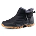 Men's black mid-top winter snow boots with thick faux fur lining and side zipper closure - 39 / Black