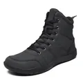 Klassische schwarze High-Top Outdoor-Freizeitschuhe aus mattem Leder mit rutschfester Sohle - 37 / Schwarz