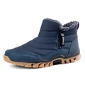 Navy blue men's winter snow boots with warm fleece lining and waterproof quilted upper - 39 / Dark Blue