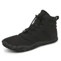 Waterproof black high-top barefoot snow boots with warm faux fur lining and rubber sole - EU 36 / Black