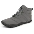 Grey minimalist barefoot snow boots with warm faux fur lining and bungee laces - EU 36 / Gray