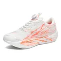 White running shoes with orange flame patterns and a mechanical rotary dial lacing system - 38 / White Red (5812)