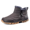 Waterproof brown men's outdoor winter snow boots with warm fur lining and zipper - 39 / Gray (24011)