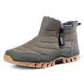 Men's waterproof winter snow boots featuring warm faux fur lining in olive green color - 39 / Army Green