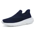 Dunkelblaue Slip-On-Walkingschuhe aus Strick mit dicker weißer atmungsaktiver Sohle - EU 39 / Blau