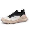 Atmungsaktive Strick-Sneaker zum Sclüpfen mit gedämpfter Sohle und zweifarbigem Netzdesign - EU 36 / Khaki