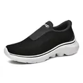 Breathable black knitted slip-on walking shoes with white cushioned anti-slip sole - EU 39 / Black