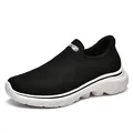 Breathable black fly-knit loafers with thick white EVA sole for comfortable walking - EU 39 / Black