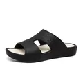 Men's fashion slides with crocodile texture and thick soles in black and white - EU 38 / Black