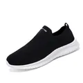 Slip-on breathable knit sneakers in black and white for casual walking and gym sports - 35 / Black and White