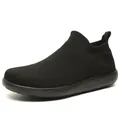 Lightweight breathable black mesh slip-on walking shoes with flexible rubber soles - EU 39 / Black