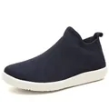 Navy blue slip-on mesh walking shoes with white soles for men, lightweight design - EU 39 / Blue
