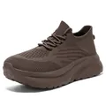 Brown breathable fly-knit sneakers with cushioned soles for men and women - 46 / Coffee