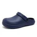 Dark blue anti-slip work clogs for men with EVA texture and rotating heel strap - 38-39 / Blue