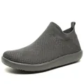 Dark grey knitted slip-on barefoot shoe with breathable mesh and thick rubber sole - EU 39 / Dark Gray