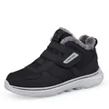 Black high-top winter snow boots with plush lining and velcro closure for men and women - EU 39 / Black