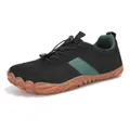 Black barefoot tug-of-war shoes with green trim and non-slip gum rubber sole - EU 36 / Black