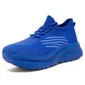 Breathable blue knitted mesh platform sneakers with slip-resistant thick sole for couples - 46 / Sapphire Blue