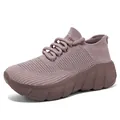 Damen-Walking-Schuhe aus atmungsaktivem Mesh in Dunkelrosa mit dicker Polsterung - 36 / Lila Rosa