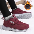 Dark red winter snow boots with warm faux fur lining and Velcro closure for seniors - EU 36 / Wine Red