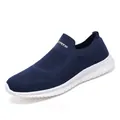 Dark blue slip-on walking shoe with breathable mesh upper and thick white sole - 35 / Dark Blue