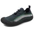 Deep blue and green knit hiking wading shoes with non-slip rubber sole and drawstrings - 36 / Blue