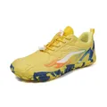 Outdoor wide-toe barefoot sports shoes in yellow with orange flame patterns - 35 / Yellow