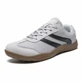 Breathable light grey mesh sports sneakers with black trim and brown rubber sole - EU 39 / Light Gray