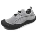 Detail of grey quick-dry trekking shoe with mesh fabric and anti-slip rubber sole - 36 / Gray