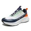 Wide toe box breathable mesh athletic running shoes in navy and white colorway - EU 39 / White Orange Red