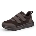 Lightweight dark brown wide walking shoes with breathable mesh and velcro straps - EU 39 / Brown