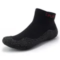 Black barefoot water shoes with red sport knit and thick anti-slip rubber sole - 36 / Black