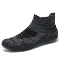 Dark gray knitted barefoot gym shoes with non-slip rubber soles for squat and yoga - 35-36 / Black and Gray