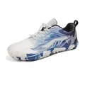 Blue and white flame pattern barefoot water shoe with elastic quick-lace system - 35 / Light Blue