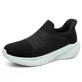 Slip-on breathable knitted sneakers for men and women in classic black and white - EU 39 / Black Green