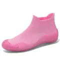 Pink knit baby barefoot shoes with sparkling translucent non-slip rubber soles - 35-36 / Jelly Pink