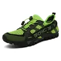 Breathable mesh hiking shoes for men in neon green and black with rubber soles - 36 / Light Green