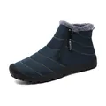 Waterproof navy blue winter snow boots with warm faux fur lining and side zipper - EU 38 / Blue