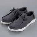 Mocasines de lona gris oscuro para hombre con costuras mocc-toe y suelas de goma blancas - EU 40 / Gris