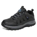 Lightweight black hiking shoes with grey soles and blue stitching for outdoor trekking - 36 / Dark Gray