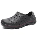 Men's breathable black EVA clogs with red stripe detail and non-slip sole - Black