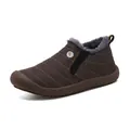 Bottes d'hiver imperméables marrons avec doublure en peluche et coutures oranges - 38 / Style Slip-on (6822) / Gris