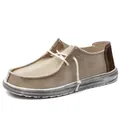 Mocassins pour hommes en toile kaki avec lacets tissés et semelle en caoutchouc rétro - EU 39 / Abricot