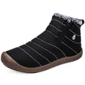 Men's waterproof winter snow boots with warm faux fur lining and anti-slip rubber sole - 38 / Slip-on (6811) / Black
